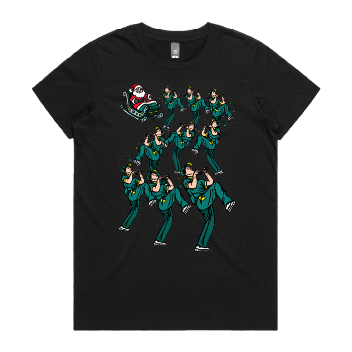 XS / Black / Large Front Design Santa's Raygundeers 🦌🎄 - Women's T Shirt