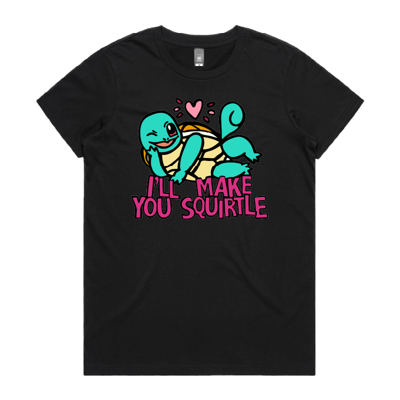 XS / Black / Large Front Design Squirtle Love ❤️💦 – Women's T Shirt