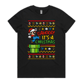 XS / Black / Large Front Design Super Christmas 🍄🎅 - Women's T Shirt