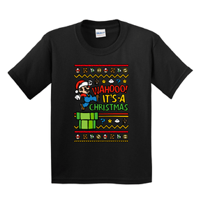 XS / Black / Large Front Design Super Christmas 🍄🎅- Youth T Shirt