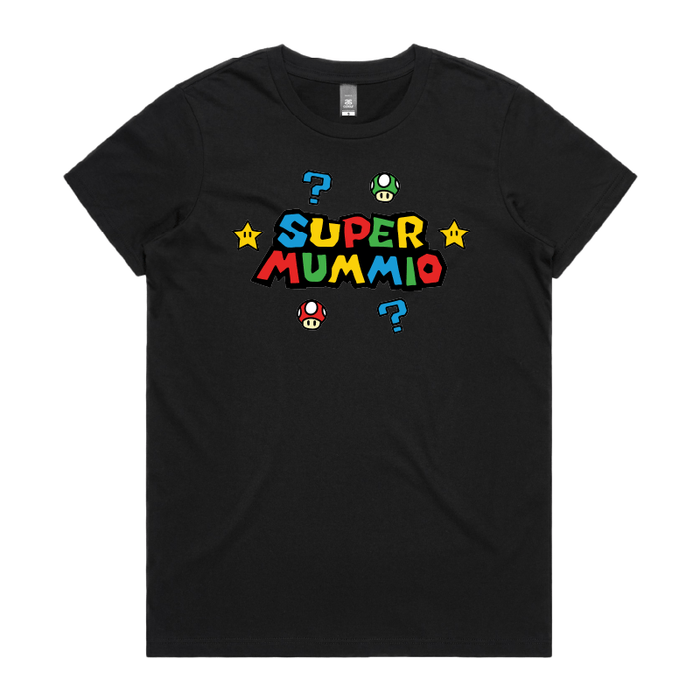 XS / Black / Large Front Design Super Mummio ⭐🍄 – Women's T Shirt