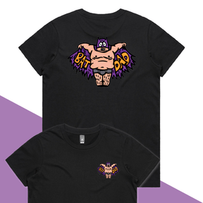 XS / Black / Small Front & Large Back Design Bat Dad 🦹🏻‍♂️⚾️ - Women's T Shirt