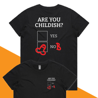 XS / Black / Small Front & Large Back Design Definitely Not Childish 📋🖕 - Women's T Shirt