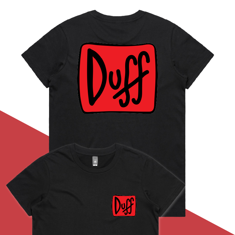 XS / Black / Small Front & Large Back Design Duff 👨‍🦲🍻 - Women's T Shirt