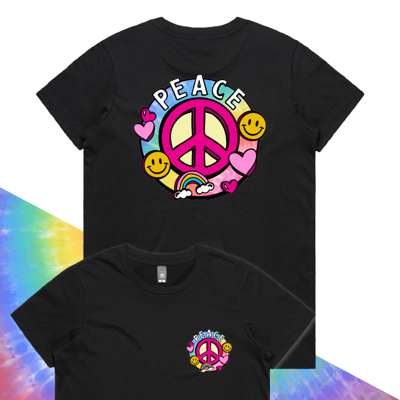 XS / Black / Small Front & Large Back Design I Am Peace ☮️ – Women's T Shirt