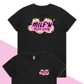 XS / Black / Small Front & Large Back Design Milf'n Ain't Easy 👩🎖️ – Women's T Shirt