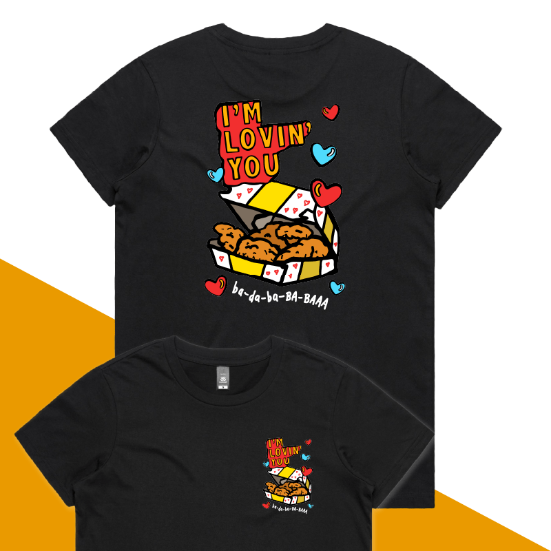 XS / Black / Small Front & Large Back Design Nugget Love 🍗💞 – Women's T Shirt