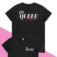 XS / Black / Small Front & Large Back Design Queef Queen 💨👑 - Women's T Shirt