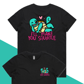 XS / Black / Small Front & Large Back Design Squirtle Love ❤️💦 – Women's T Shirt