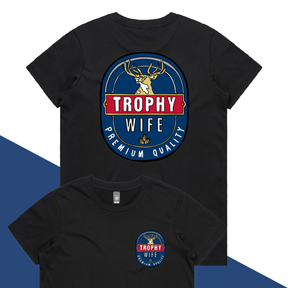 XS / Black / Small Front & Large Back Design Trophy Wife 2heys 🍺🏆 – Women's T Shirt