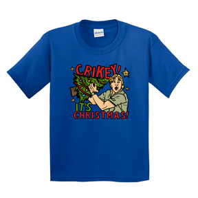 XS / Blue / Large Front Design Crikey It’s Christmas 🐊🎄- Youth T Shirt