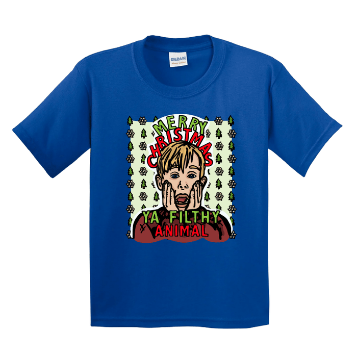 XS / Blue / Large Front Design Home Alone Christmas 🏠🎅 - Youth T Shirt