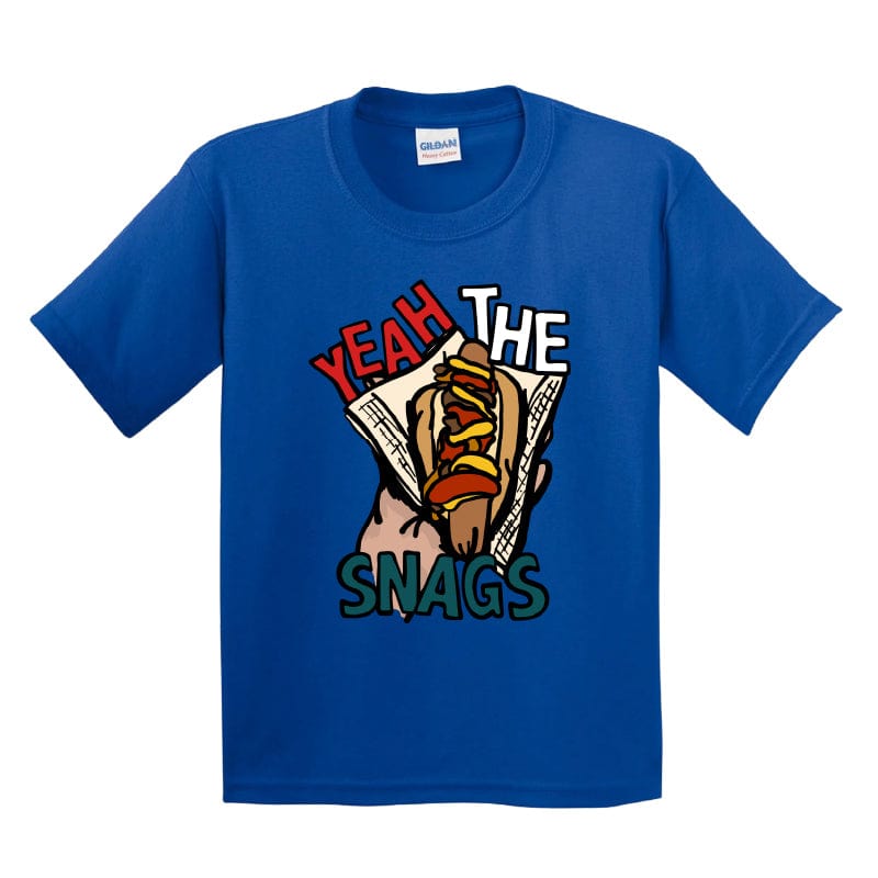 XS / Blue / Large Front Design Yeah the Snags! (YTS!) 🌭 - Youth T Shirt