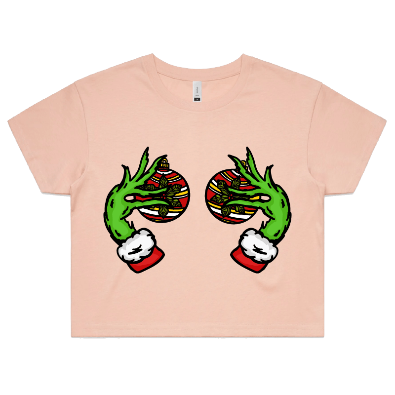 XS / Pink Grinch Nips 🟢🟢 - Women's Crop Top