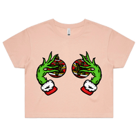 XS / Pink Grinch Nips 🟢🟢 - Women's Crop Top