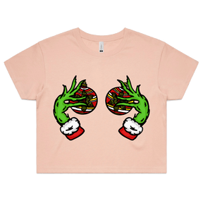 XS / Pink Grinch Nips 🟢🟢 - Women's Crop Top