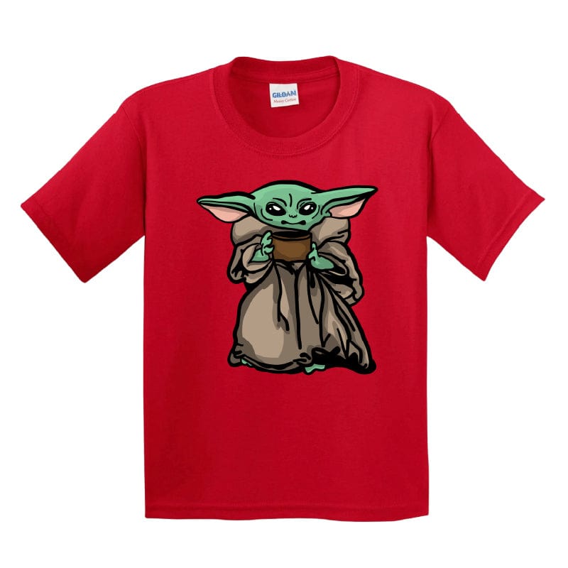 XS / Red / Large Front Design Baby Yoda 👶 - Youth T Shirt