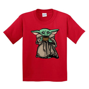 XS / Red / Large Front Design Baby Yoda 👶 - Youth T Shirt