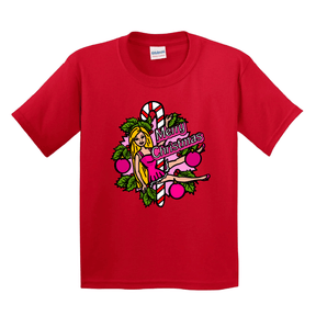 XS / Red / Large Front Design Barbee Christmas 👠🎄- Youth T Shirt