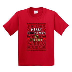 XS / Red / Large Front Design Filthy Animal Christmas 🎅- Youth T Shirt