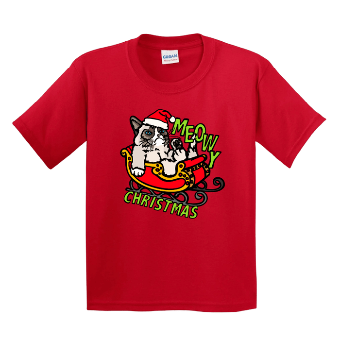 XS / Red / Large Front Design Grumpy Cat Christmas 😾🎄- Youth T Shirt