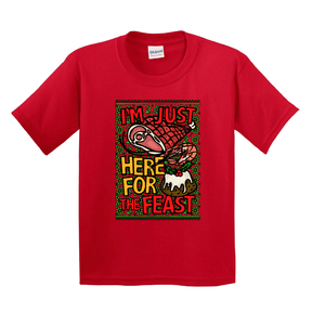 XS / Red / Large Front Design Here for The Feast 🦐🎄🐖- Youth T Shirt