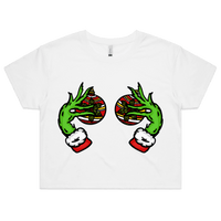 XS / White Grinch Nips 🟢🟢 - Women's Crop Top