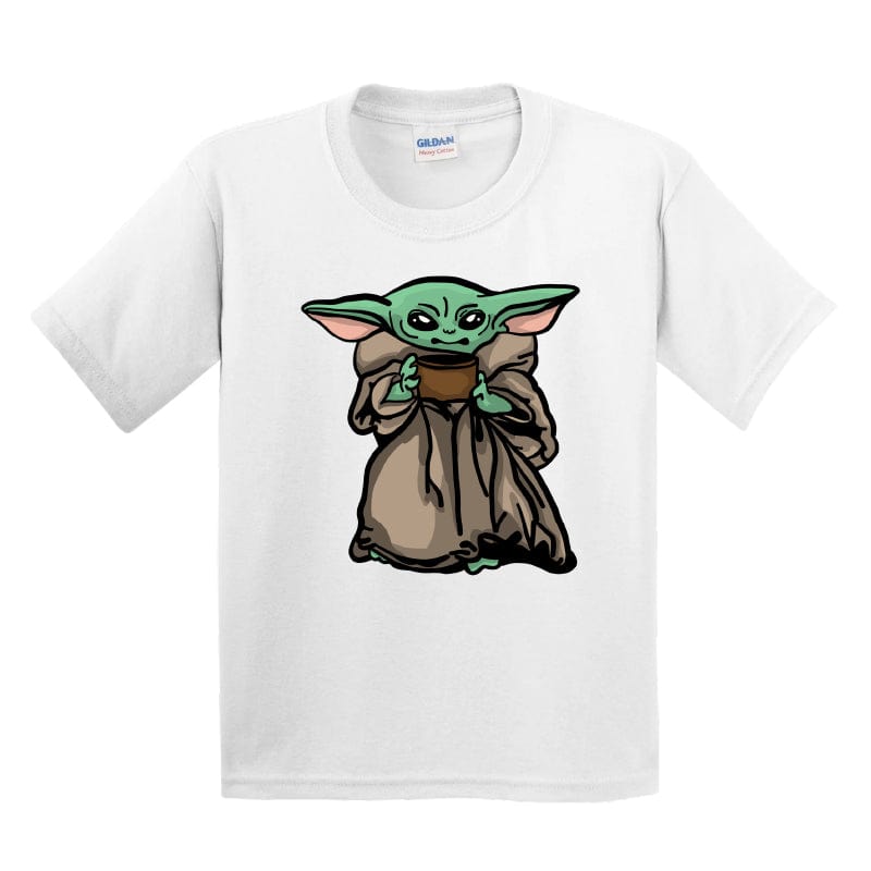 XS / White / Large Front Design Baby Yoda 👶 - Youth T Shirt