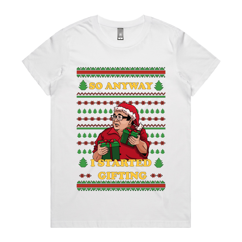 XS / White / Large Front Design Danny DeGift-o 🎁🧑‍🎄 - Women's T Shirt
