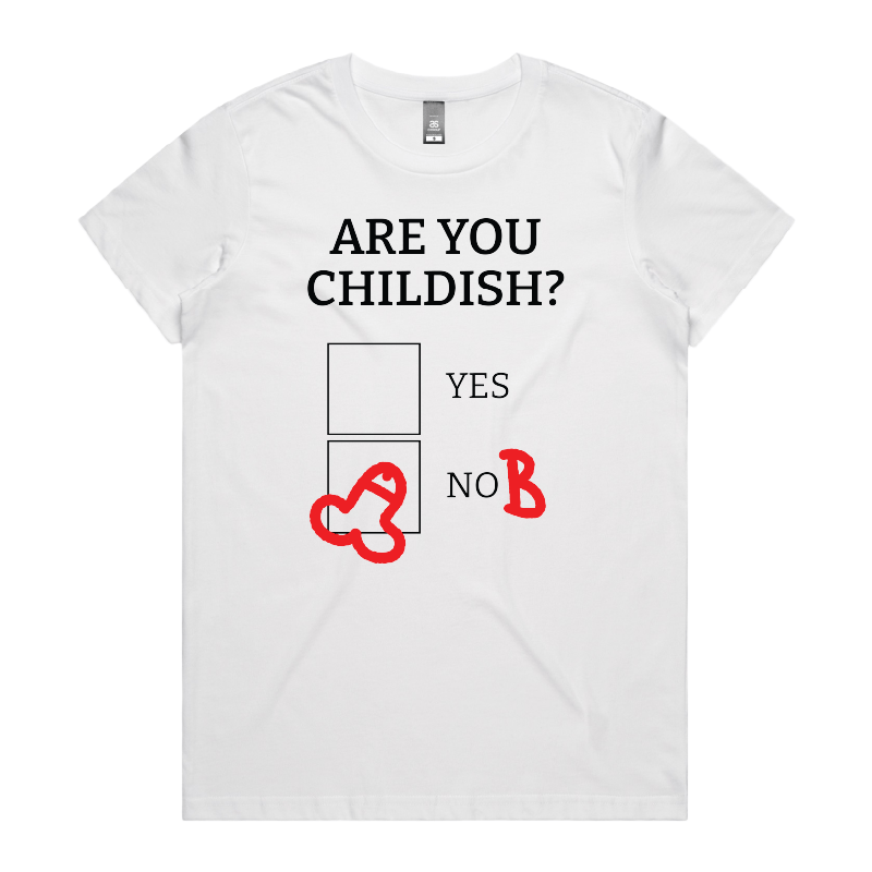 XS / White / Large Front Design Definitely Not Childish 📋🖕 - Women's T Shirt