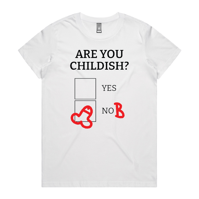 XS / White / Large Front Design Definitely Not Childish 📋🖕 - Women's T Shirt