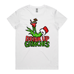 XS / White / Large Front Design Drink Up Grinches 😈🎄 - Women's T Shirt
