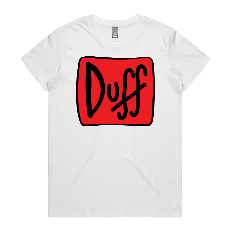 XS / White / Large Front Design Duff 👨‍🦲🍻 - Women's T Shirt