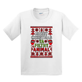 XS / White / Large Front Design Filthy Animal Christmas 🎅- Youth T Shirt