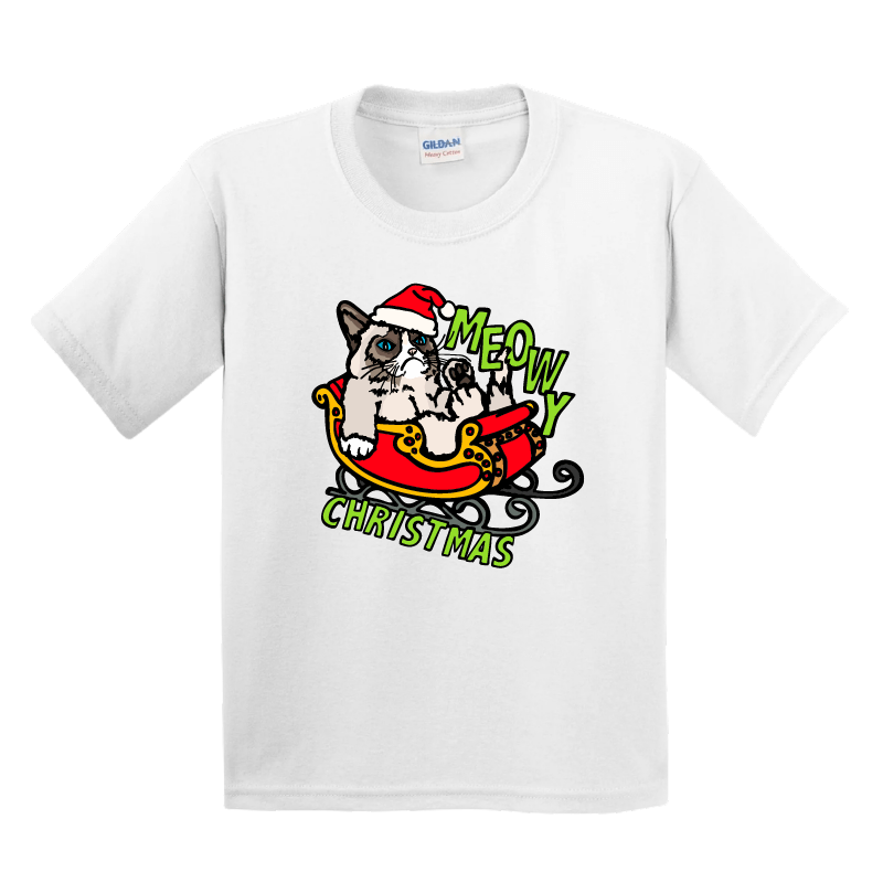 XS / White / Large Front Design Grumpy Cat Christmas 😾🎄- Youth T Shirt