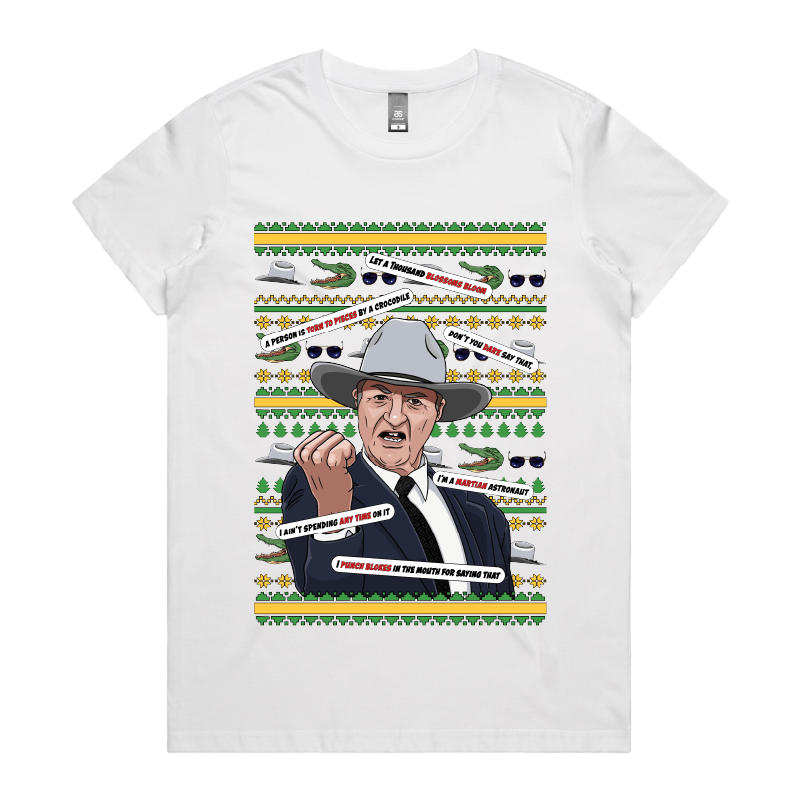 XS / White / Large Front Design Katter's Croc-mas 🤜🐊 - Women's T Shirt