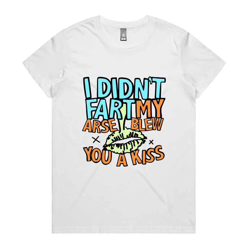 XS / White / Large Front Design Kiss From Down Under 😘💨 – Women's T Shirt