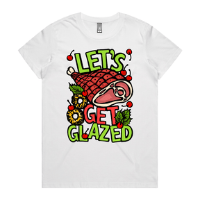 XS / White / Large Front Design Let’s Get Glazed 🐖🔥 - Women's T Shirt