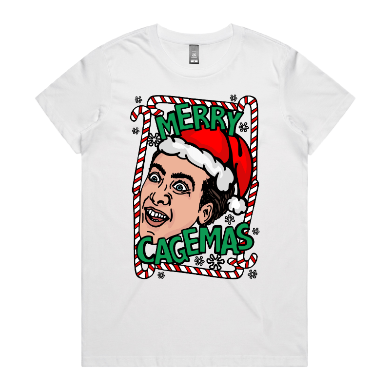 XS / White / Large Front Design Merry Cagemas Saint Nicholas 🤪🎅 - Women's T Shirt