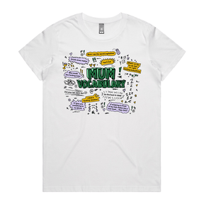 XS / White / Large Front Design Mum's Vocab 😡📣 – Women's T Shirt