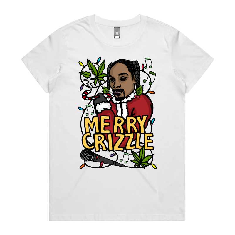 XS / White / Large Front Design Snoop Crizzle 🔥🎄 - Women's T Shirt