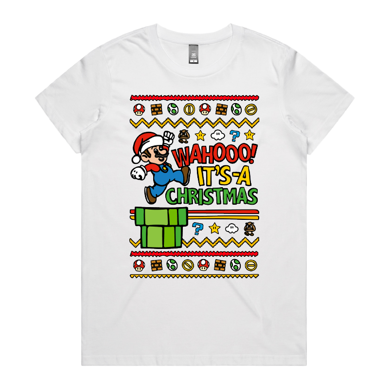XS / White / Large Front Design Super Christmas 🍄🎅 - Women's T Shirt