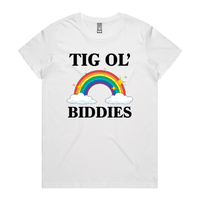 XS / White / Large Front Design Tig Ol’ Biddies 🍒🤤 - Women's T Shirt