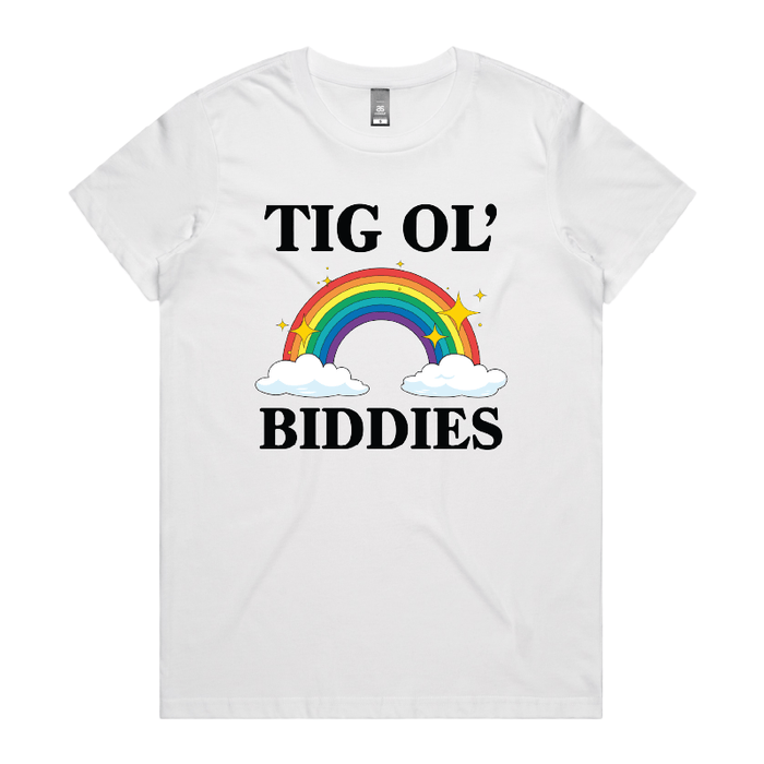 XS / White / Large Front Design Tig Ol’ Biddies 🍒🤤 - Women's T Shirt