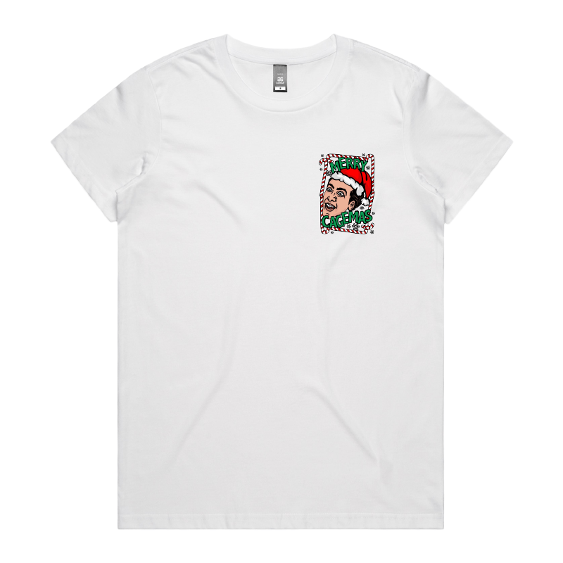 XS / White / Small Front Design Merry Cagemas Saint Nicholas 🤪🎅 - Women's T Shirt