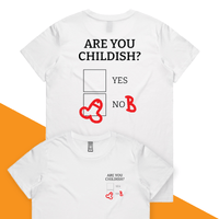 XS / White / Small Front & Large Back Design Definitely Not Childish 📋🖕 - Women's T Shirt