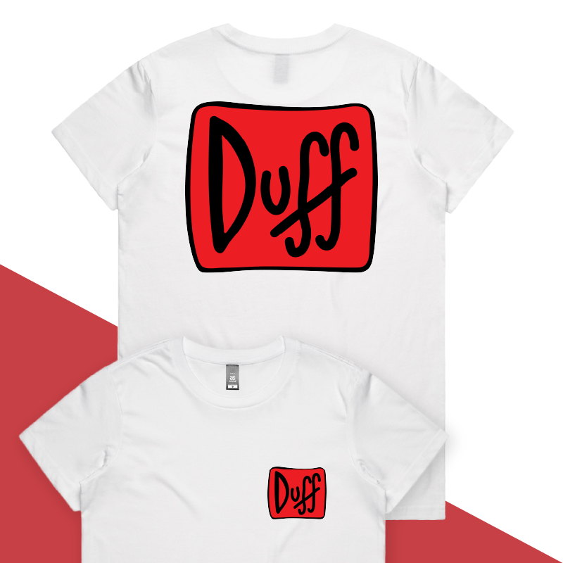 XS / White / Small Front & Large Back Design Duff 👨‍🦲🍻 - Women's T Shirt