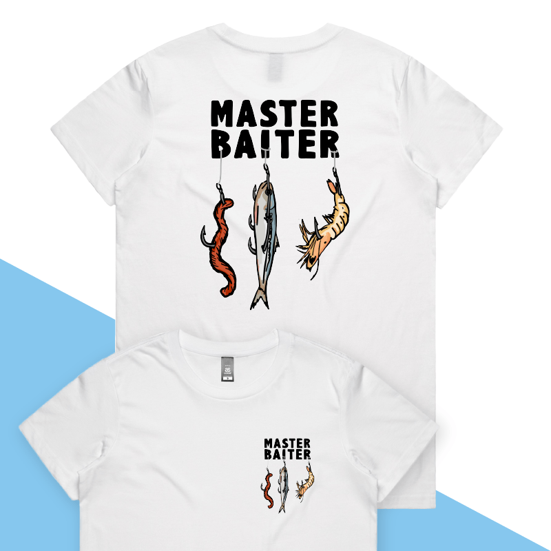 XS / White / Small Front & Large Back Design Master Baiter 🎣 - Women's T Shirt