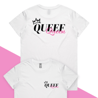 XS / White / Small Front & Large Back Design Queef Queen 💨👑 - Women's T Shirt