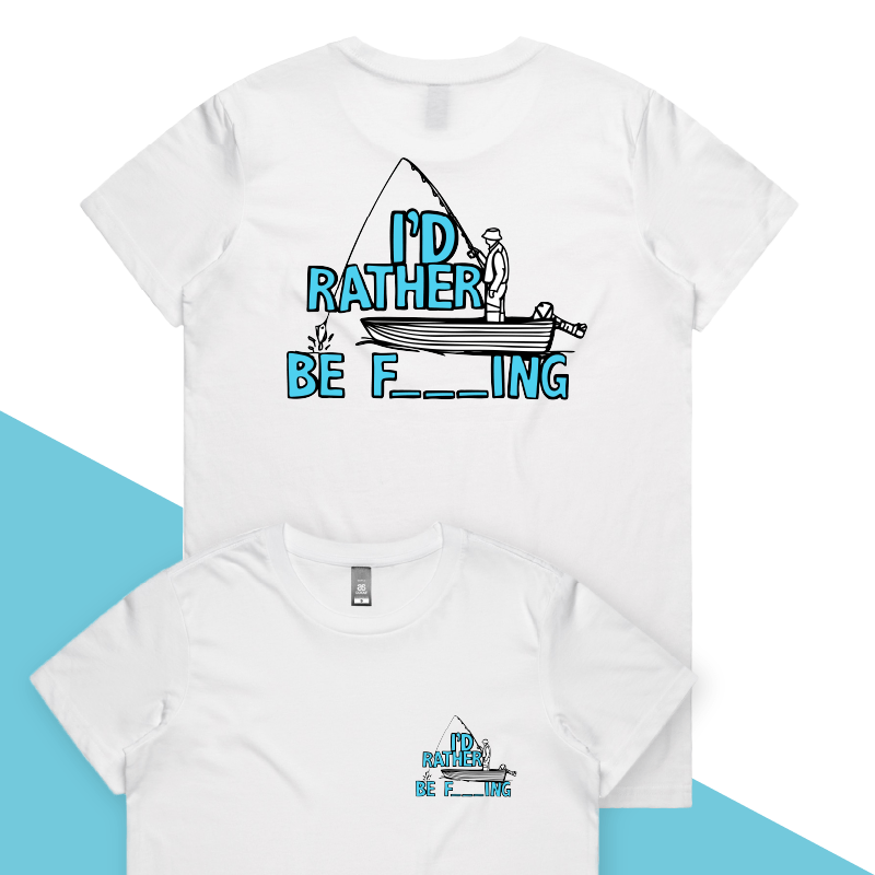 XS / White / Small Front & Large Back Design Rather Be Fishing 🐟🍆 - Women's T Shirt